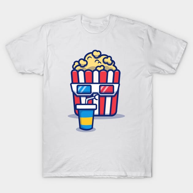 Cute Popcorn Drinking Soda T-Shirt by Catalyst Labs